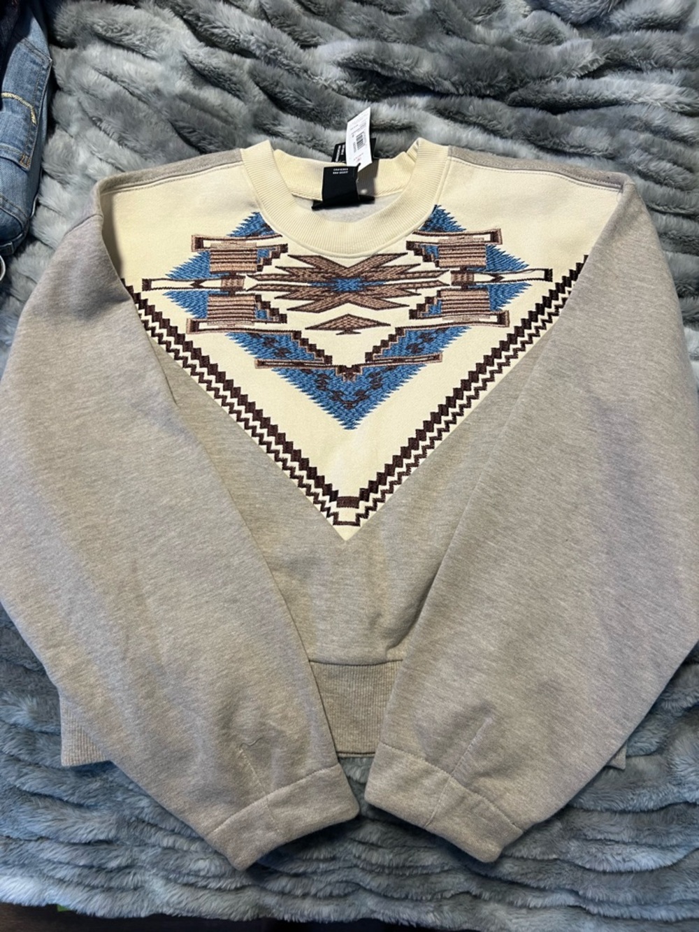 Ariat Sweatshirt with Blue & Brown Aztec Knit Panel